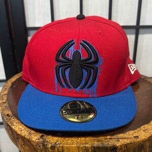 NEW Spider-Man Marvel 59-Fifty 7 1/2 Fitted Wool Baseball Cap Red and Blue